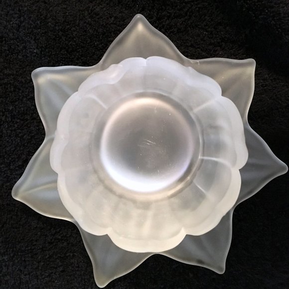 Westmoreland Vintage Lotus Flower Themed Frosted Glass Bowls and Plates Like New